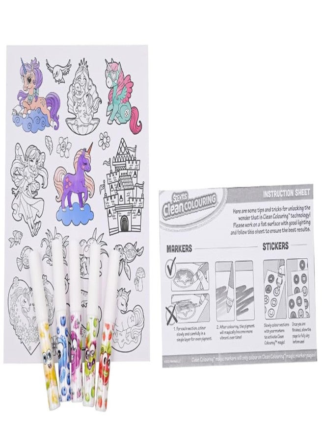 Scentos CleanColouring™ Markers Enchanted Unicorn Set By Fratelli | 20 pictures to color, Colour Reveal Stickers and 5 Scented Clean Colouring Markers - Image 4